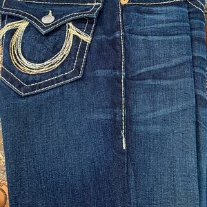 True Religion Dark Blue Jeans with Gold Stitching